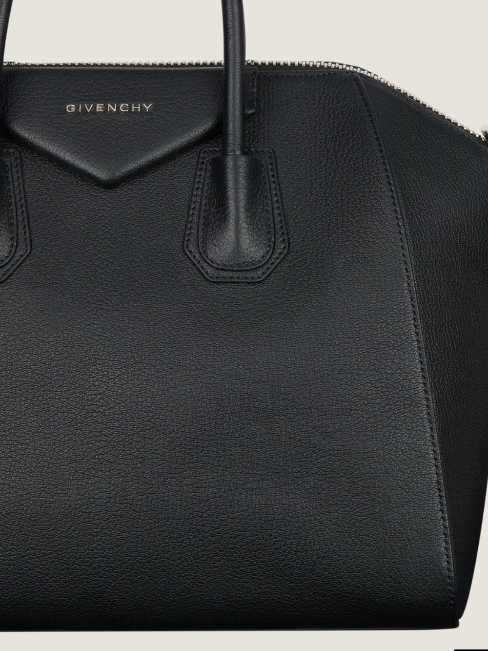 Givenchy Medium Antigona Grained Goatskin Leather Satchel Shoulder Bag Black